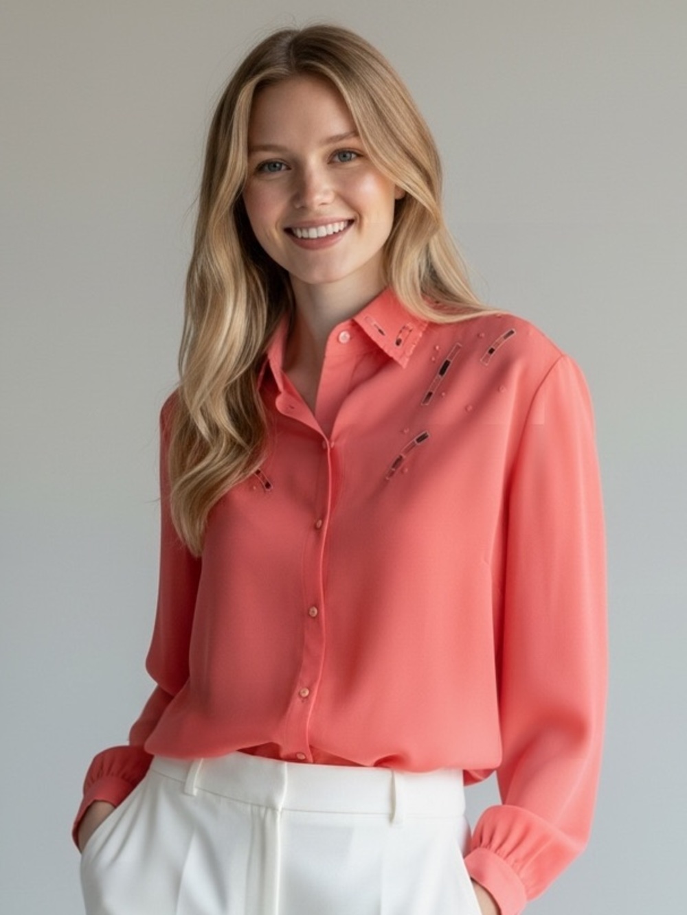 Vintage Charles David Vintage Cut Out Blouse Shirt Small